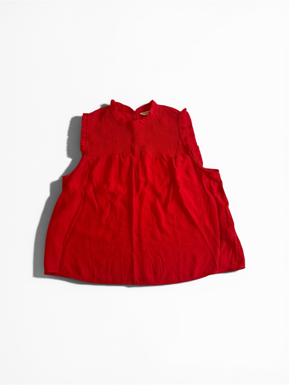 Nanette Lepore Red Smocked Ruffle Neck Blouse